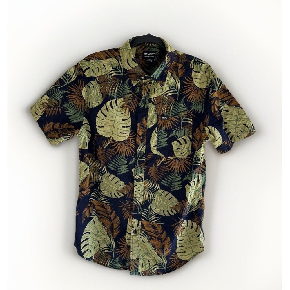 Matix  Hawaiian Shirt Medium Floral Palm Tree Shirt Dadcore